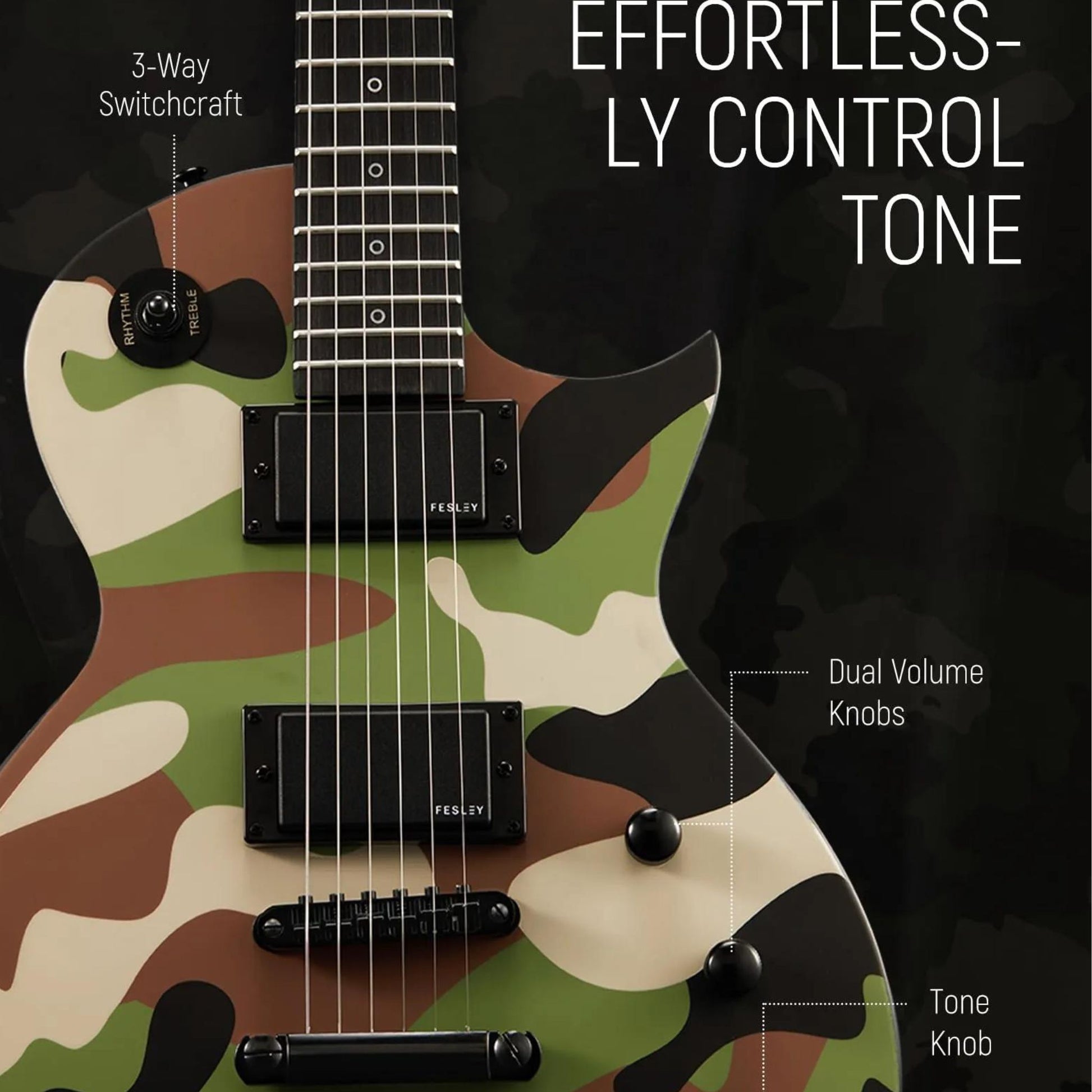 Đàn Guitar Điện Fesley FLP400 HH, Techwood Fingerboard, Camouflage - Việt Music