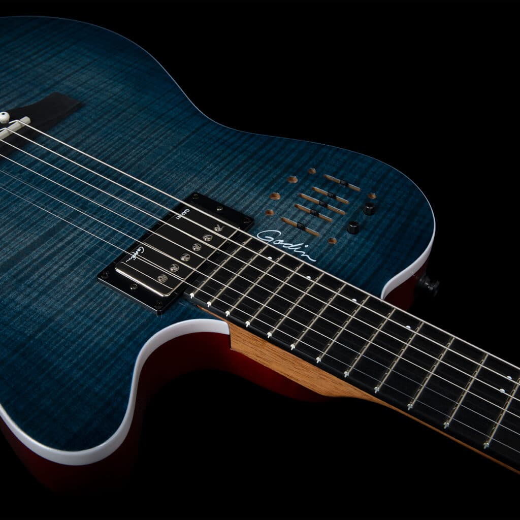 Đàn Guitar Điện Godin A6 Ultra Denim Blue Flame - Việt Music