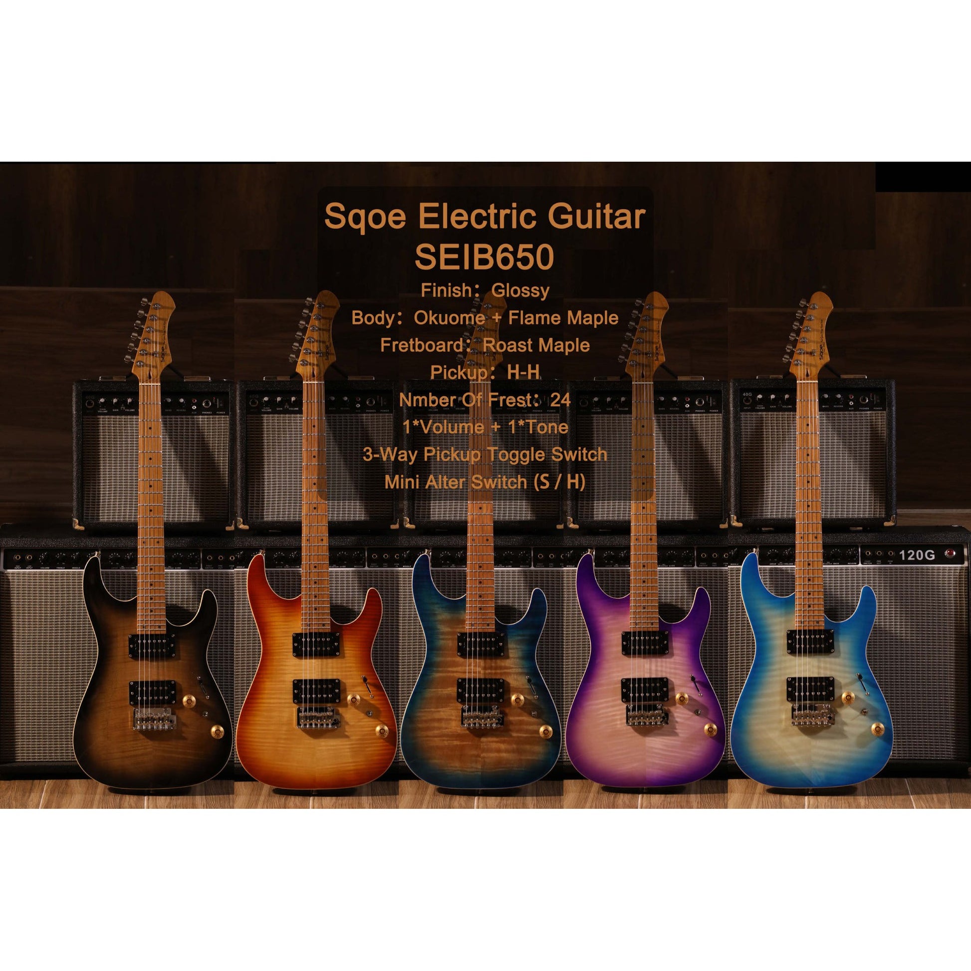 Đàn Guitar Điện Sqoe SEIB650 HH, Maple Fingerboard - Việt Music