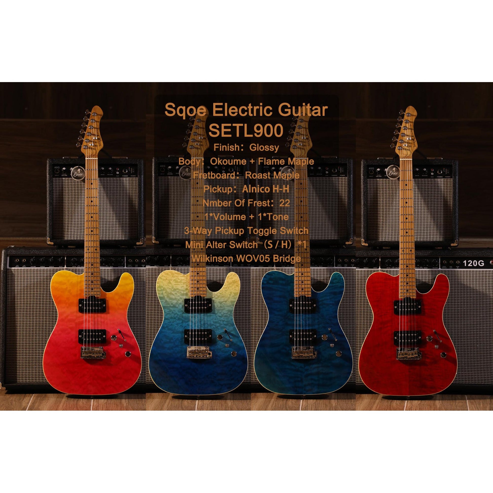 Đàn Guitar Điện Sqoe SETL900 HH, Maple Fingerboard - Việt Music