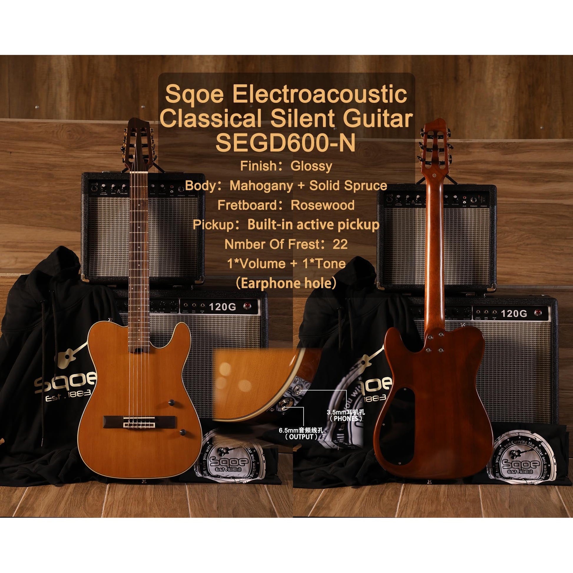 Đàn Guitar Silent Classic Sqoe SEGD600-N - Việt Music