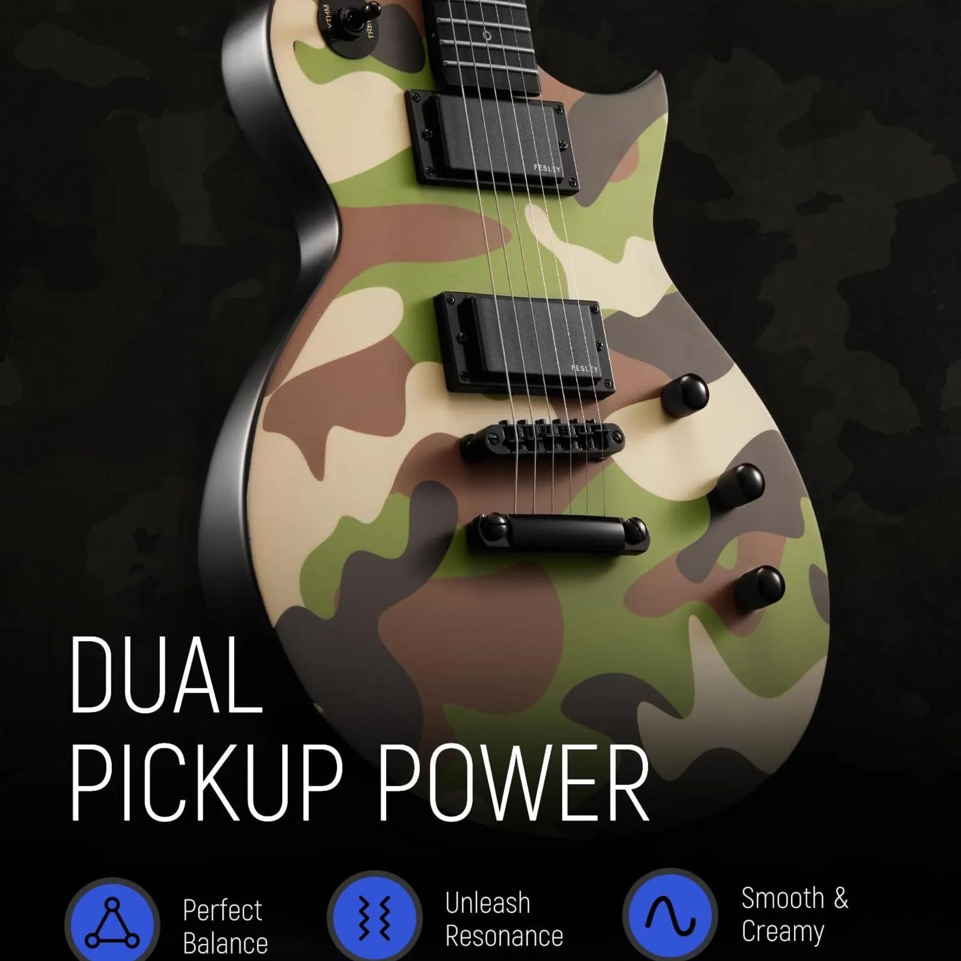 Đàn Guitar Điện Fesley FLP400 HH, Techwood Fingerboard, Camouflage - Việt Music