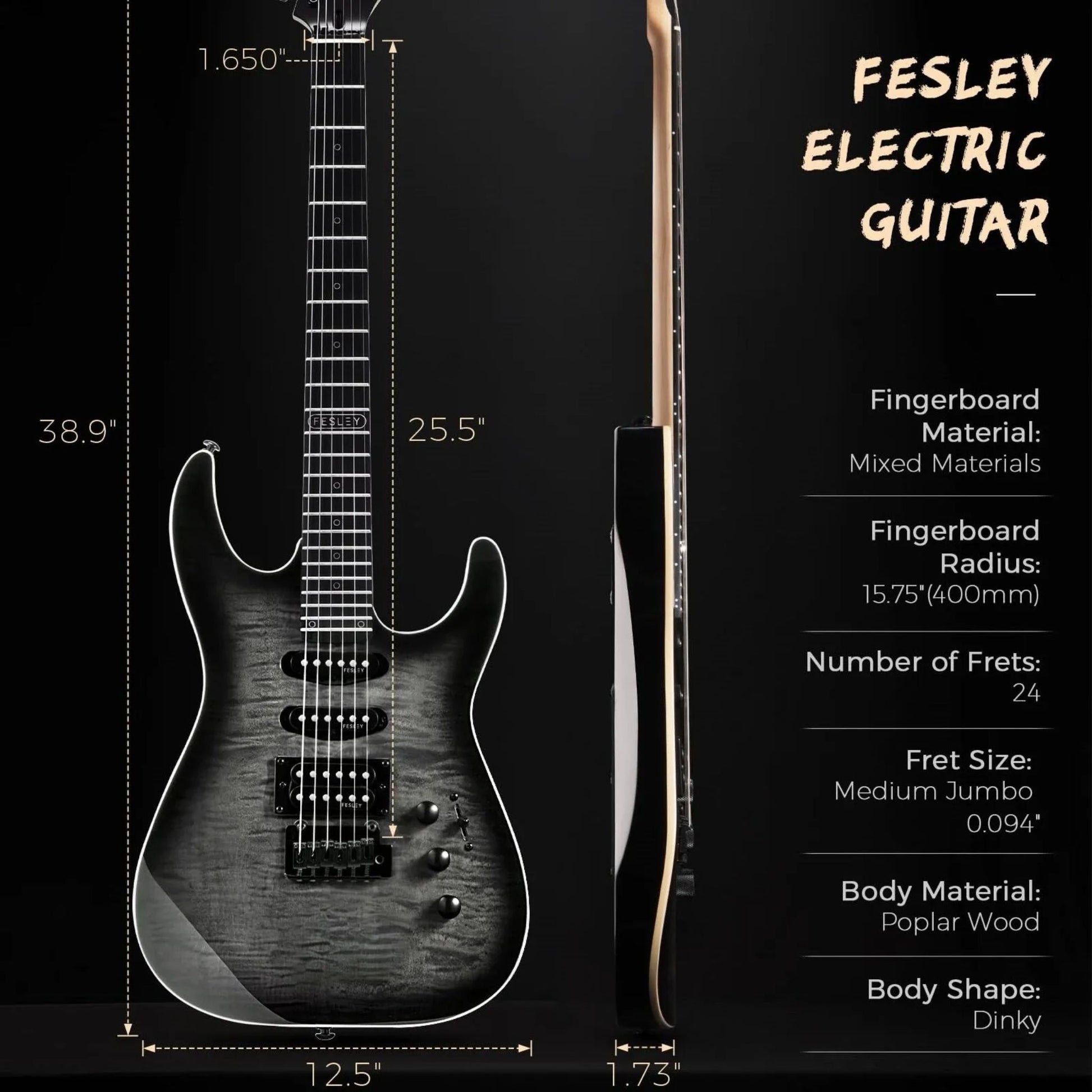 Đàn Guitar Điện Fesley FDK800 HSS, Mixed Fingerboard - Việt Music