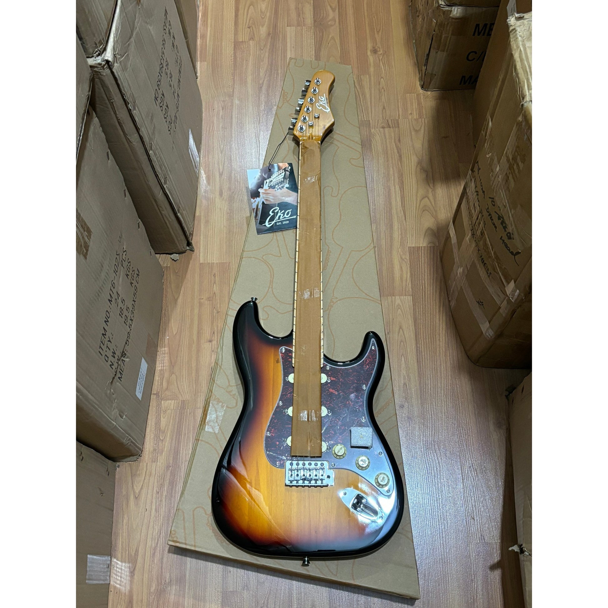 Đàn Guitar Điện Guitar EKo S-300 SSS, Resin Fingerboard, Sunburst - Việt Music