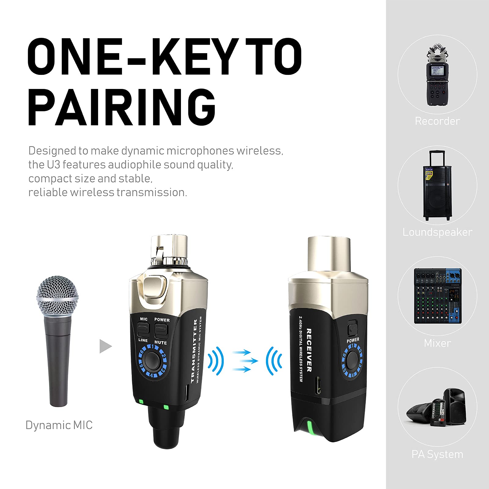 Bộ Thu Phát Tín Hiệu Không Dây Xvive U3 - Microphone Wireless System - Việt Music