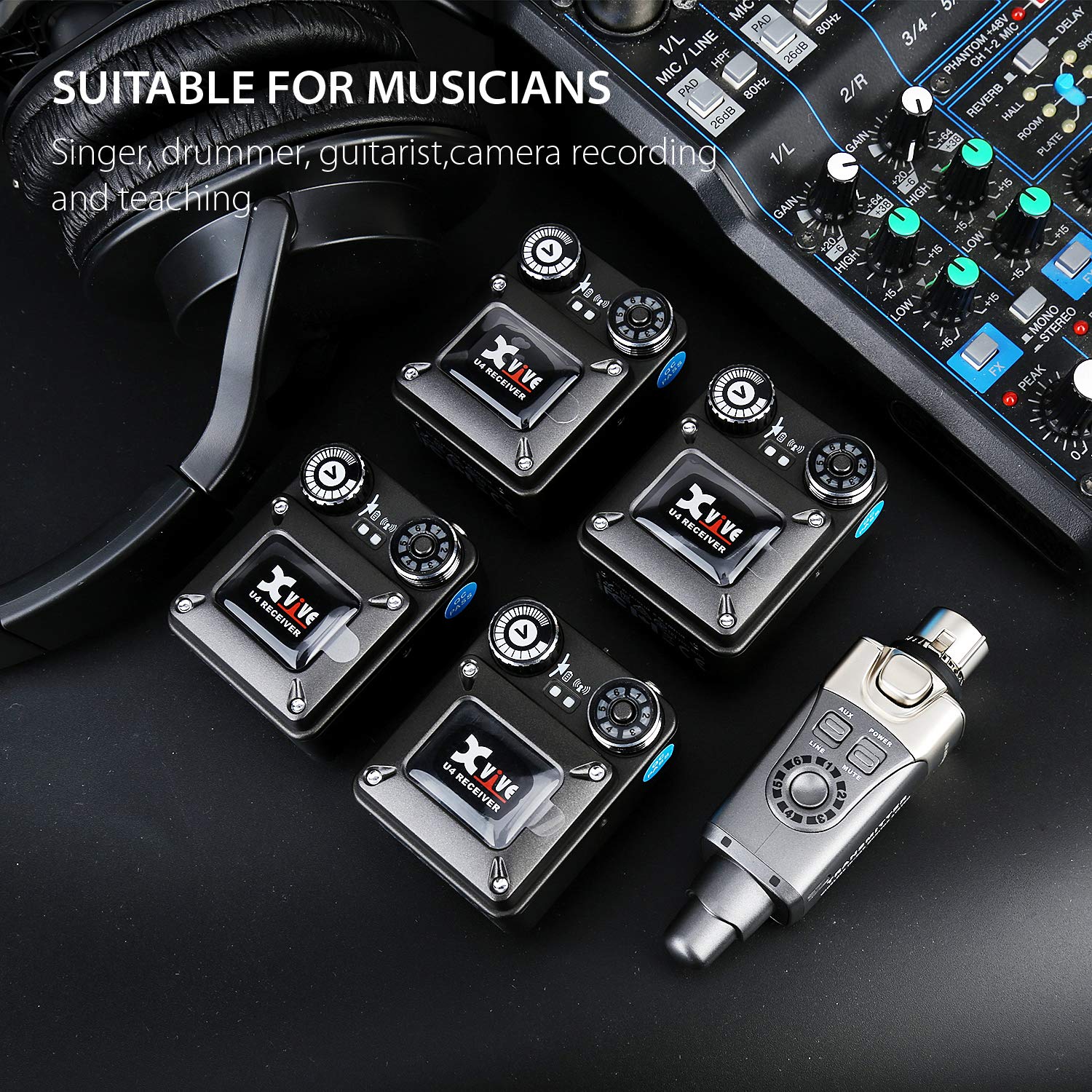 Bộ Thu Phát Tín Hiệu Không Dây Xvive U4R4 Four-pack U4 - In-Ear Monitor Wireless System - Việt Music