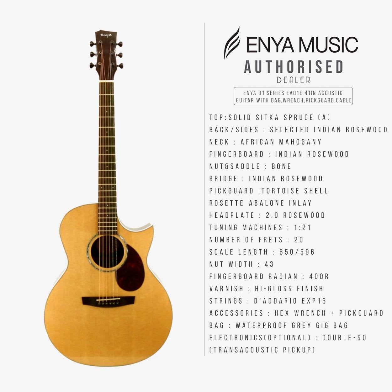 Đàn Guitar Acoustic Enya EA-Q1 EQ - Việt Music