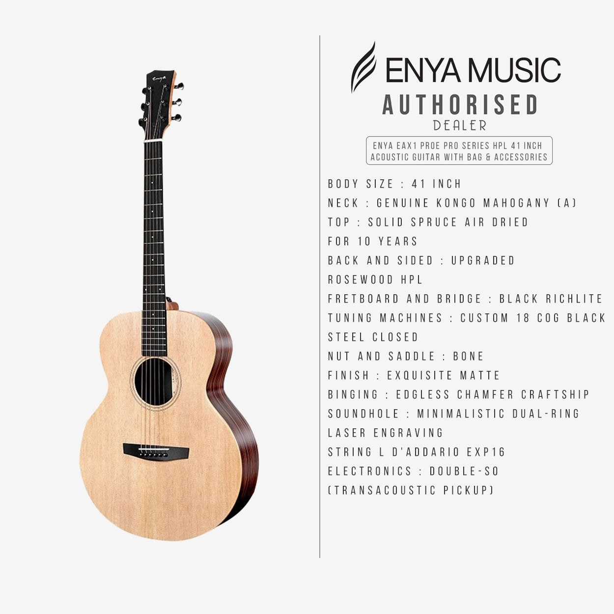 Đàn Guitar Acoustic Enya EA-X1 Pro EQ - Việt Music