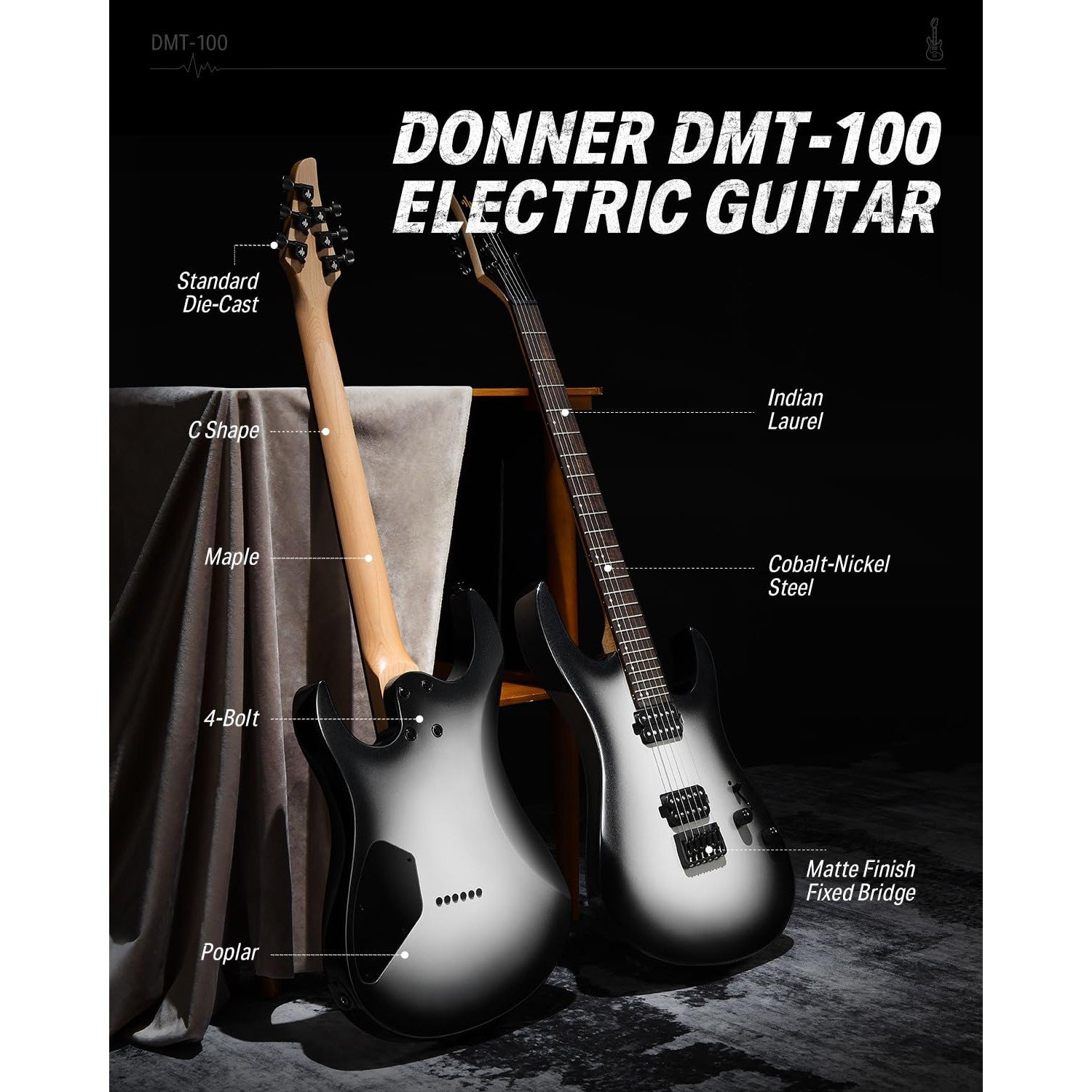 Đàn Guitar Điện Donner DMT-100 HH, Laurel Fingerboard - Việt Music