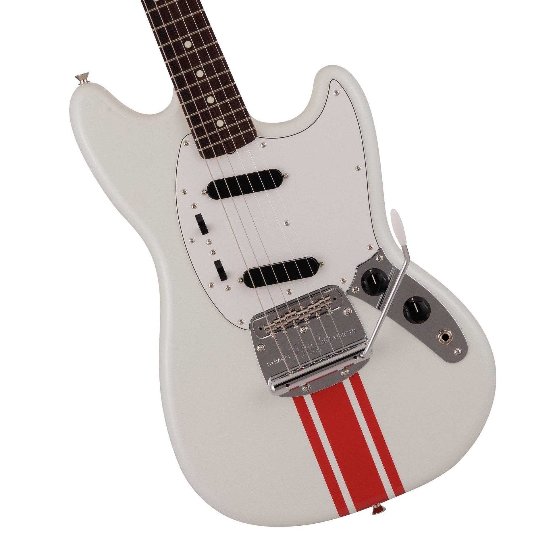 Đàn Guitar Điện Fender 2023 Collection Made In Japan Traditional 60s Mustang SS, Rosewood Fingerboard, Olympic White With Red Competition Stripe - Việt Music