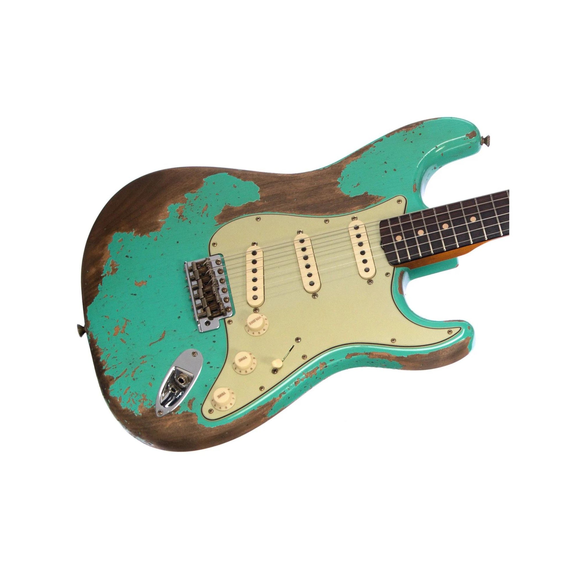 Đàn Guitar Điện Fender Custom Shop Ltd Ed 1960 Dual-Mag II Super Heavy Relic Stratocaster SSS, Rosewood Fingerboard, Aged Surf Green - Việt Music