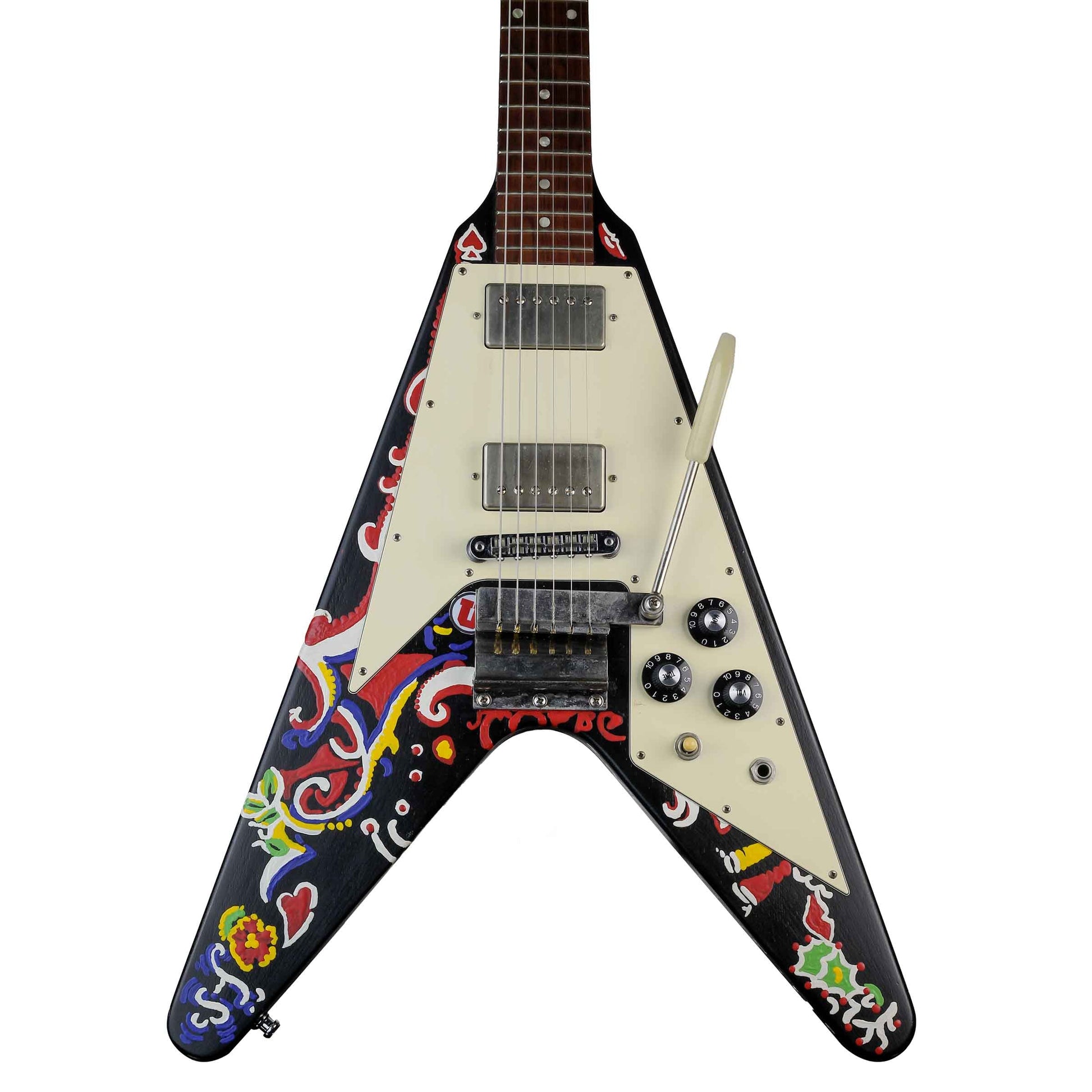 Gibson Flying V 2011 Ebony With Jimi Hendrix Psychedelic Custom Paint, Vibrola - Qua Sử Dụng - Việt Music