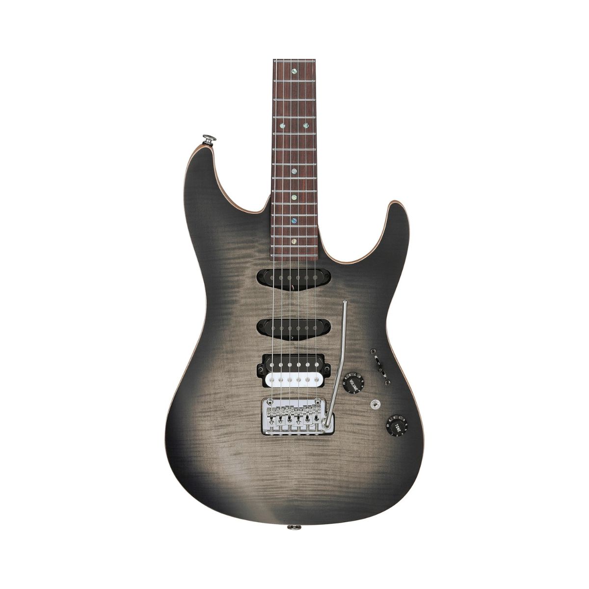 Đàn Guitar Điện Ibanez TQM2 Tom Quayle Signature HSS, Rosewood Fingerboard, Charcoal Black Burst Flat - Việt Music