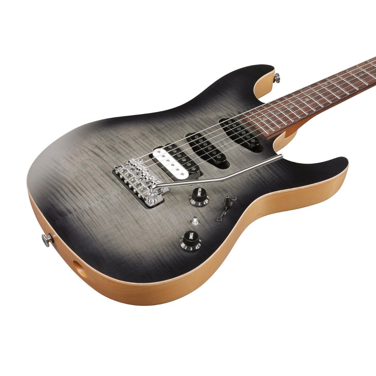 Đàn Guitar Điện Ibanez TQM2 Tom Quayle Signature HSS, Rosewood Fingerboard, Charcoal Black Burst Flat - Việt Music