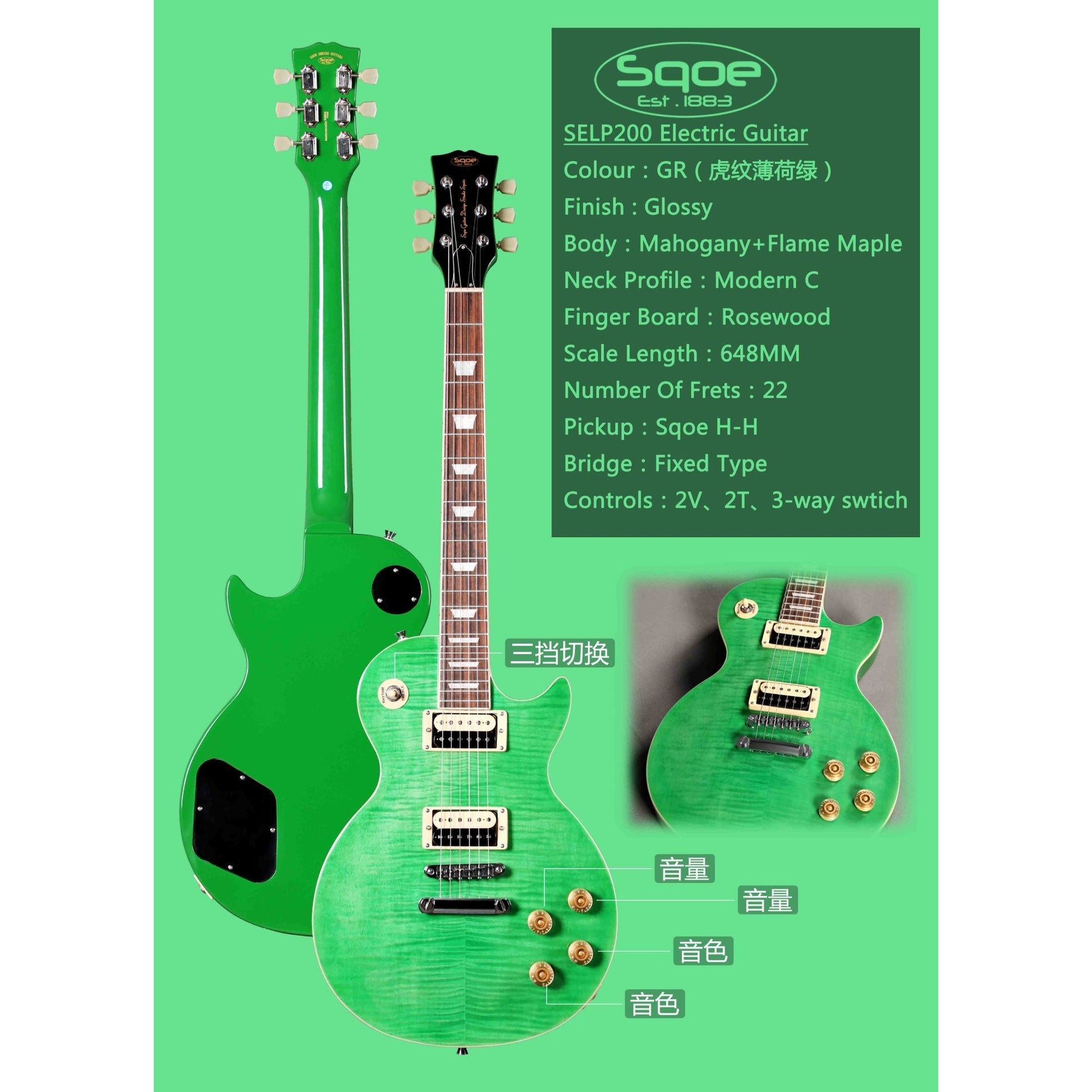 Đàn Guitar Điện Sqoe SELP200 - Việt Music