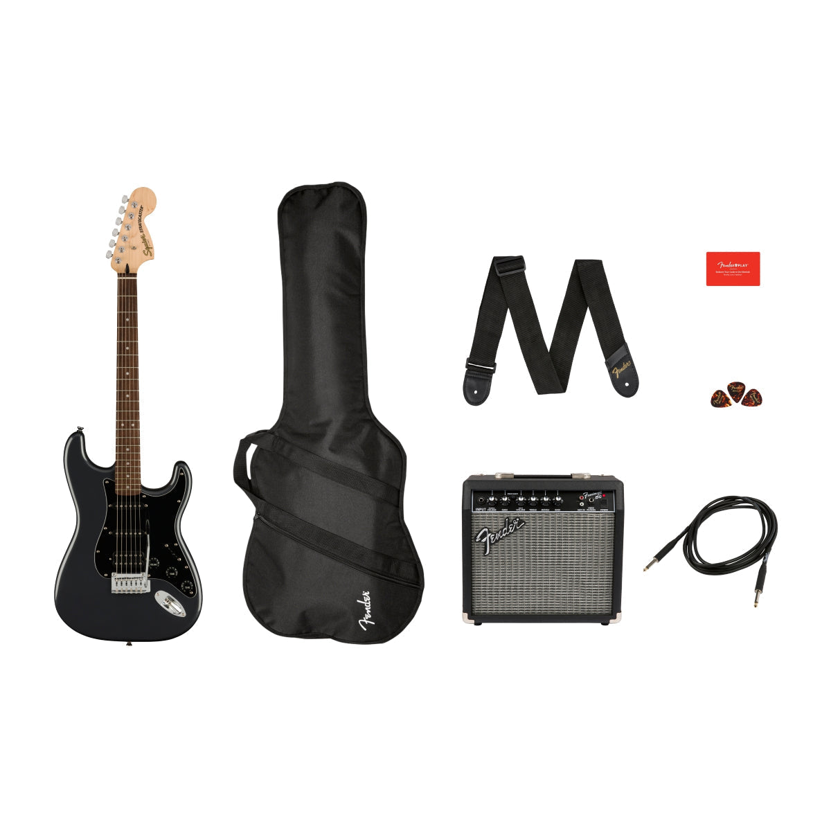 Squier Affinity Series Stratocaster HSS Pack, Laurel Fingerboard, Charcoal Frost Metallic - Việt Music