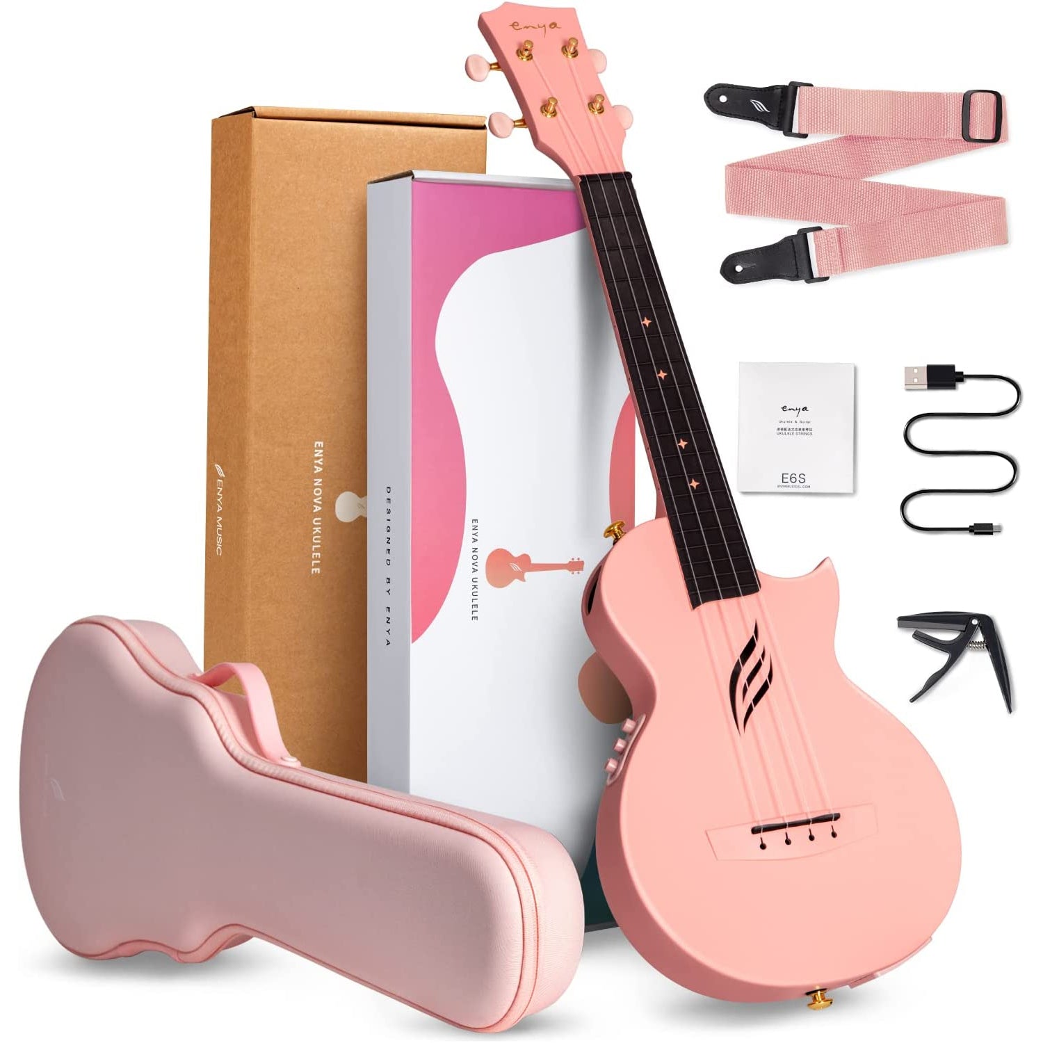 Đàn Ukulele Concert Enya Nova U EQ Pink - Việt Music