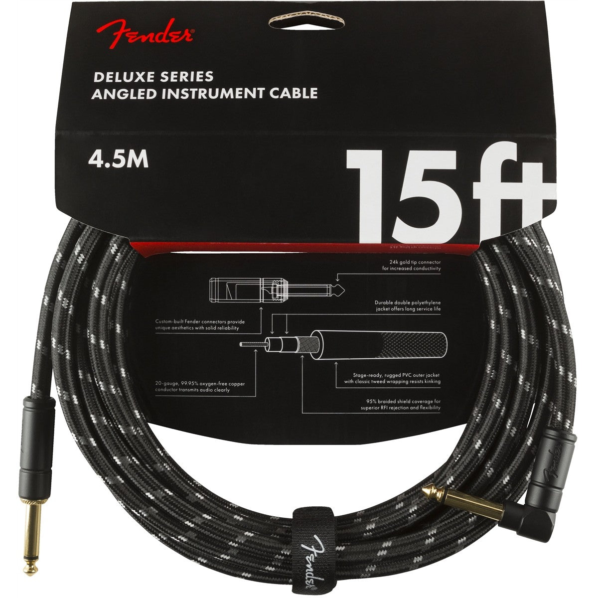 Dây Cáp Kết Nối Fender Deluxe Series Tweed Instrument Cable, 1 Đầu Thẳng - 1 Đầu Vuông - Việt Music