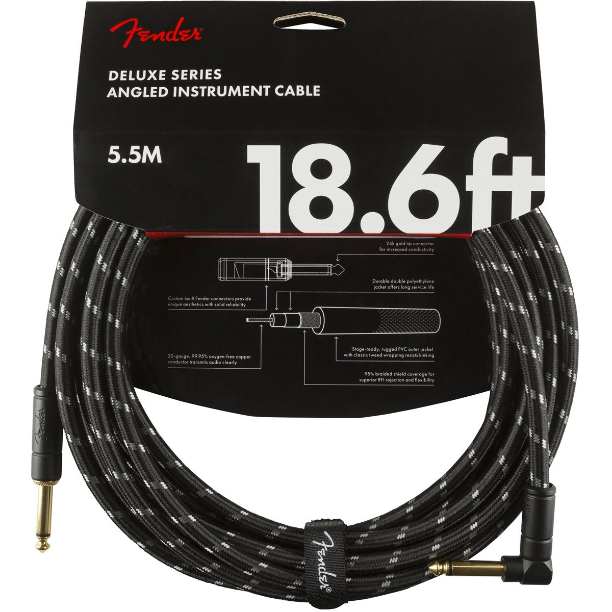 Dây Cáp Kết Nối Fender Deluxe Series Tweed Instrument Cable, 1 Đầu Thẳng - 1 Đầu Vuông - Việt Music