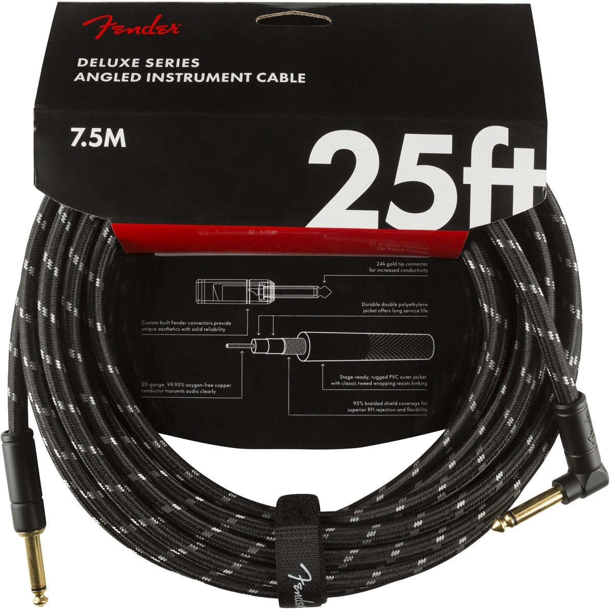 Dây Cáp Kết Nối Fender Deluxe Series Tweed Instrument Cable, 1 Đầu Thẳng - 1 Đầu Vuông - Việt Music