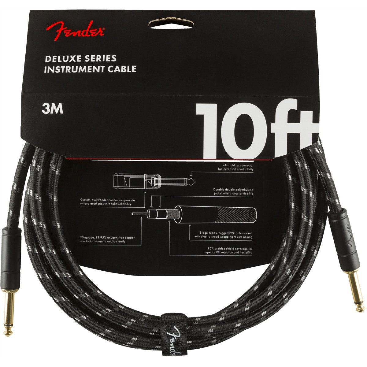 Dây Cáp Kết Nối Fender Deluxe Series Tweed Instrument Cable, 2 Đầu Thẳng - Việt Music