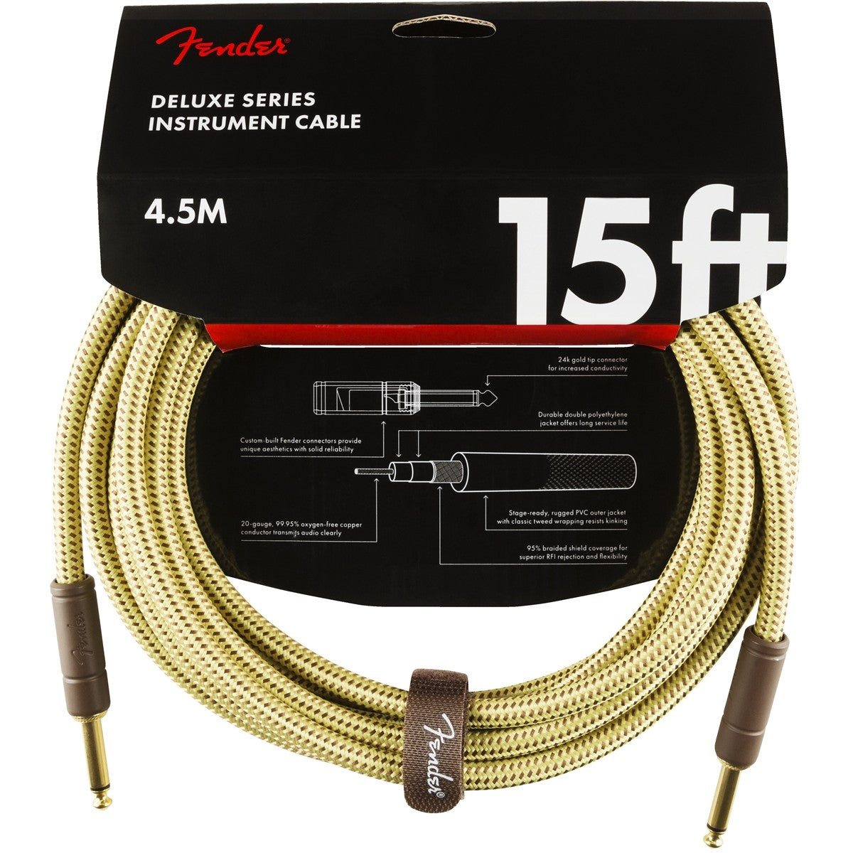 Dây Cáp Kết Nối Fender Deluxe Series Tweed Instrument Cable, 2 Đầu Thẳng - Việt Music