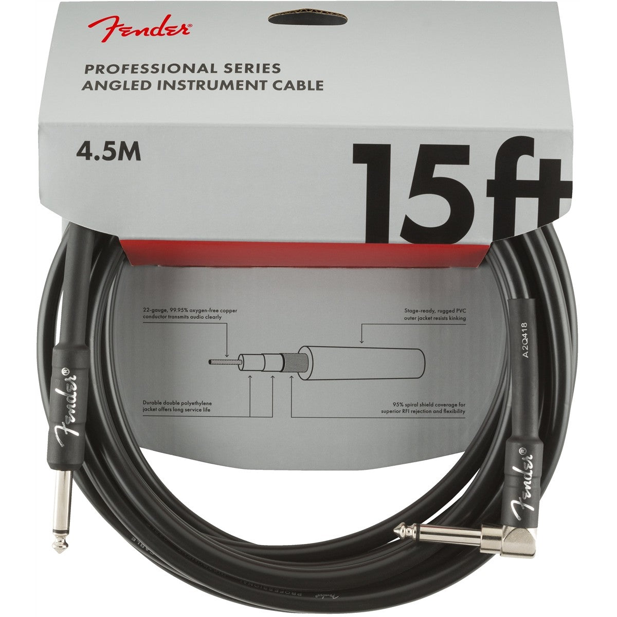 Dây Cáp Kết Nối Fender Professional Series Instrument Cable, 1 Đầu Thẳng - 1 Đầu Vuông - Việt Music