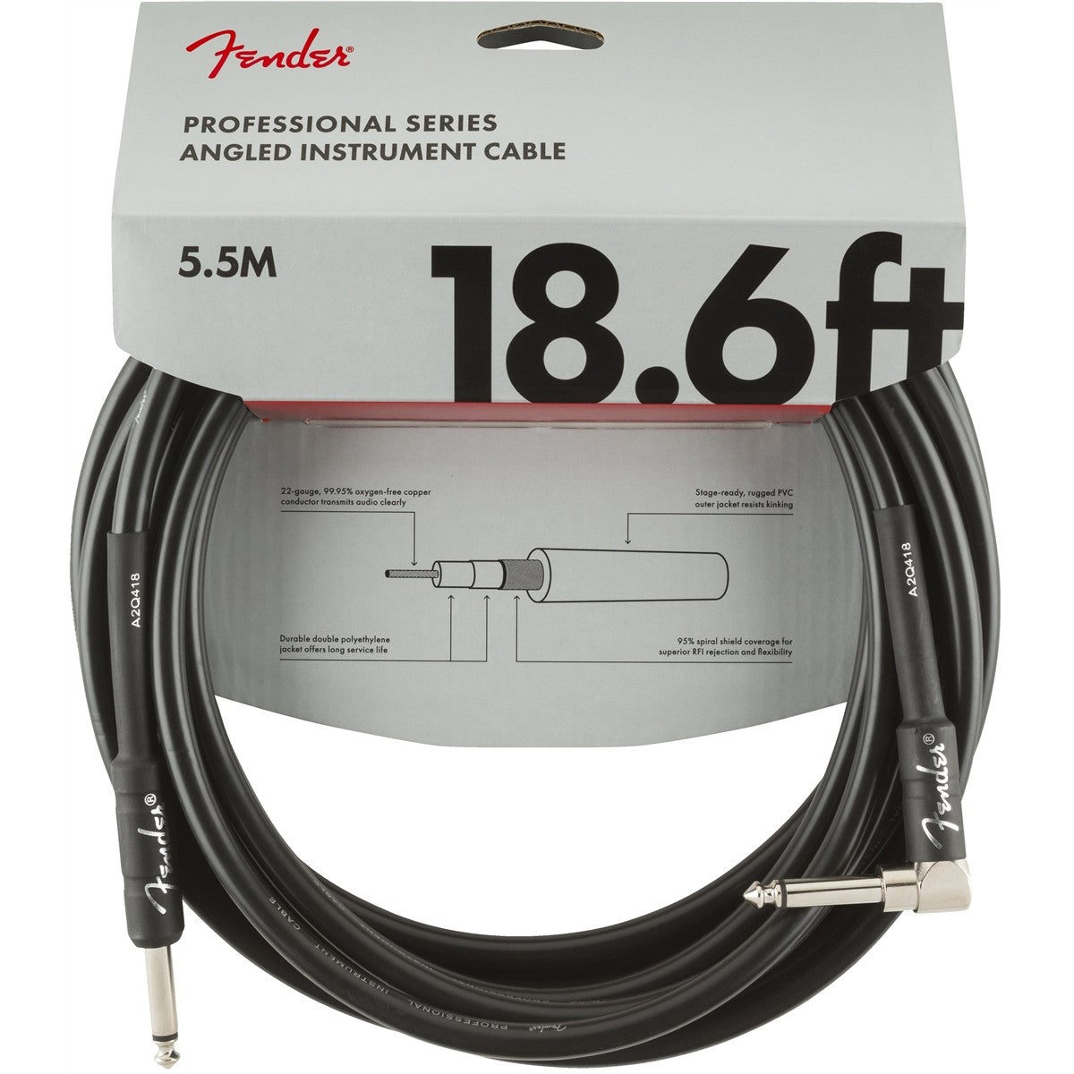 Dây Cáp Kết Nối Fender Professional Series Instrument Cable, 1 Đầu Thẳng - 1 Đầu Vuông - Việt Music