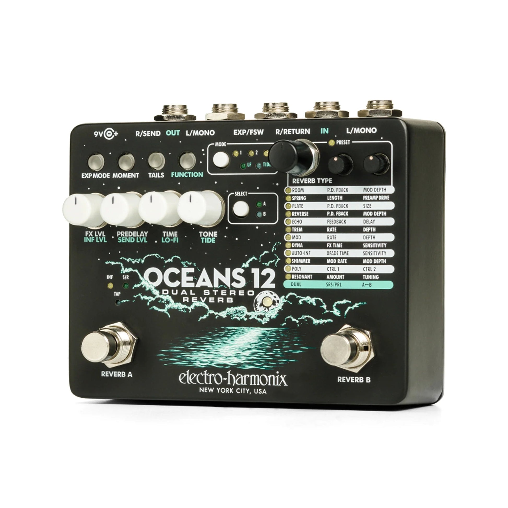 Pedal Guitar Electro-Harmonix Oceans 12 Dual Stereo Reverb - Việt Music